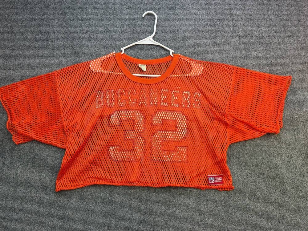 Vintage Sand-Knit Miami Dolphins #32 NFL Orange Mesh Crop Jersey L USA